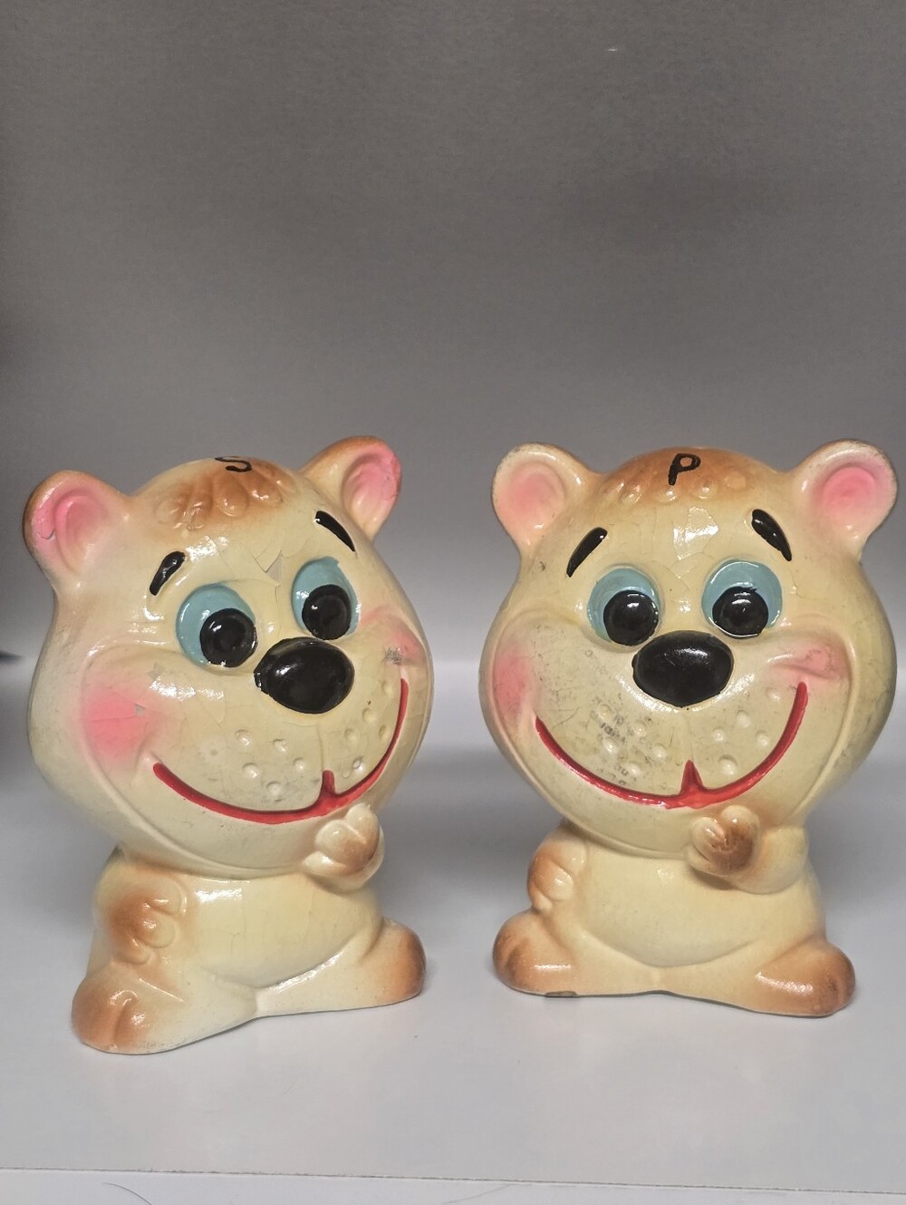 Cute Beige Cartoon Bear Salt & Pepper Shakers - Set of 2